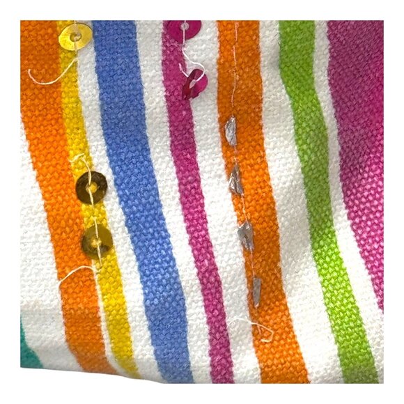 Colorful Whimsical Tropical Fish Beach Large Tote Sally Huss Y2K Striped READ - Picture 8 of 10